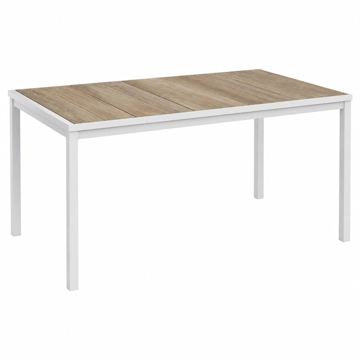 Tavolo da Giardino Keter Porto per 6 Persone, 160x95x75 cm, Effetto Legno, Struttura Bianca