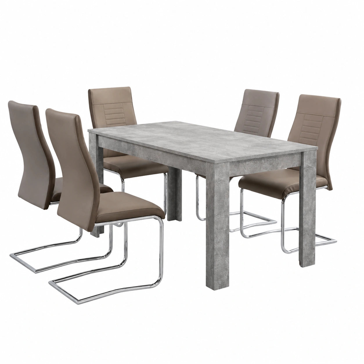 Tavolo da Pranzo Moderno in Grigio Cemento con Fascia Reversibile