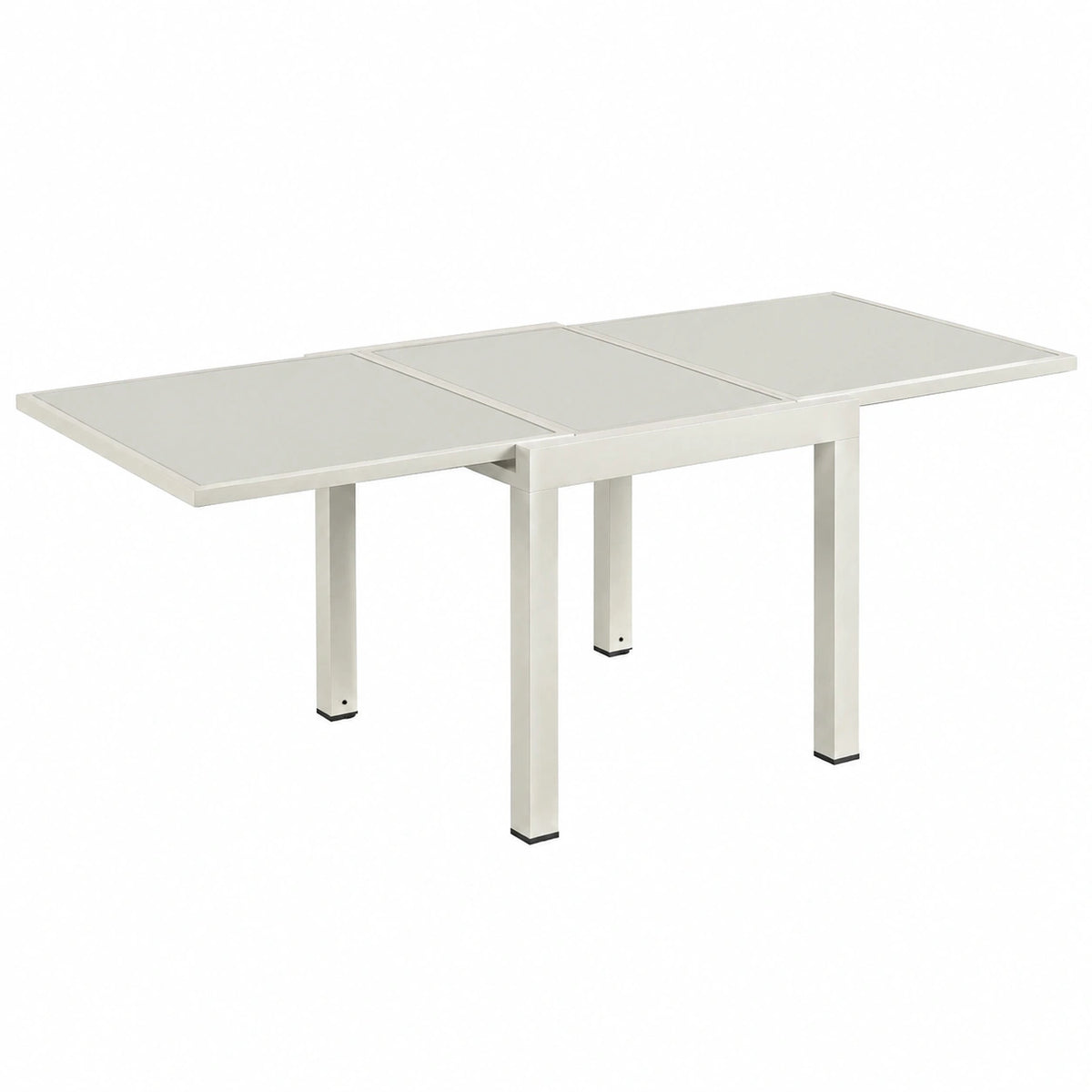 Tavolo Estensibile da Giardino per 4-8 Persone in Alluminio e Vetro, per Patio e Balcone, Bianco Crema