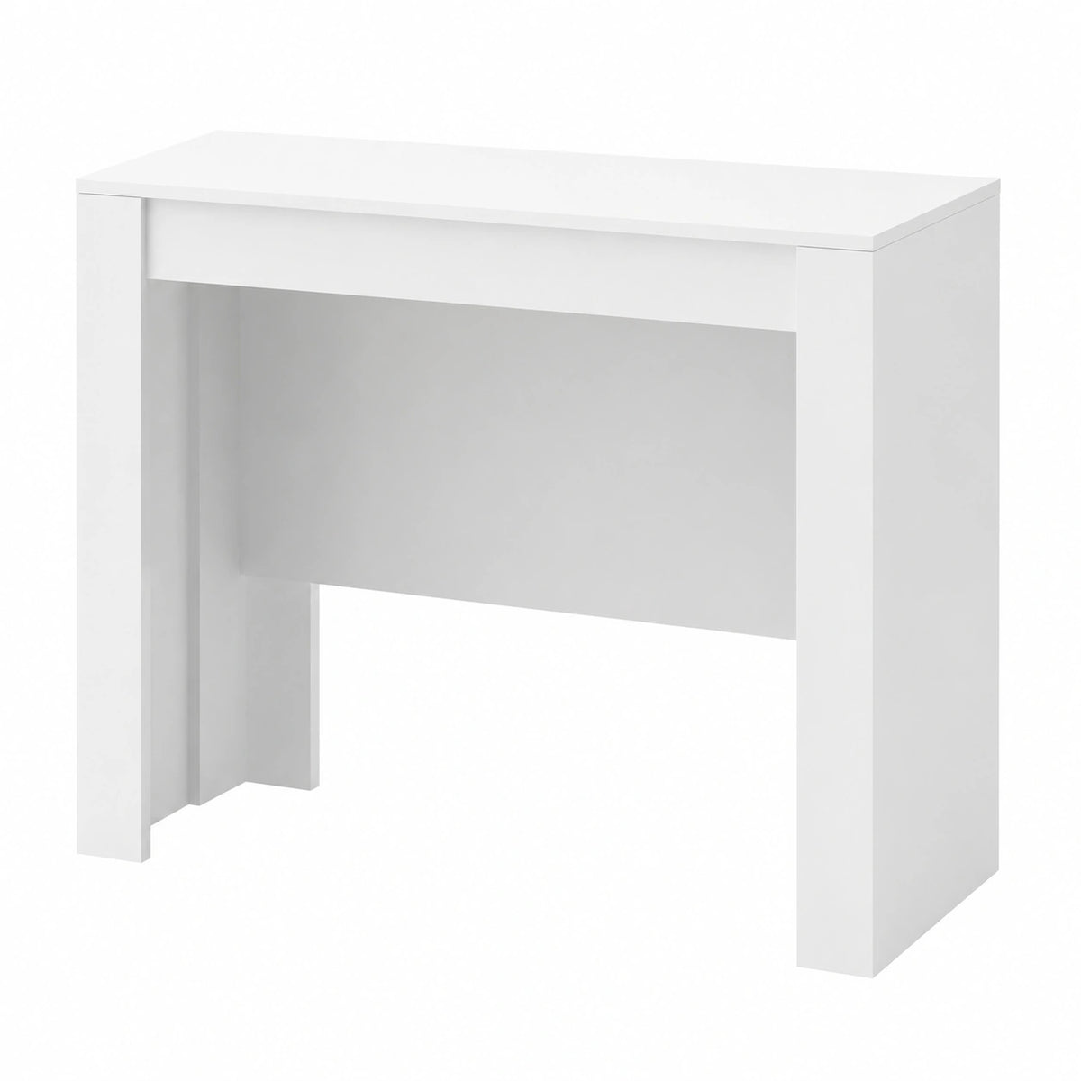 Bricozone Tavolo Consolle Clarissa Plus Allungabile 3 Metri, 14 Posti, Salvaspazio, Design Moderno, Bianco Lucido