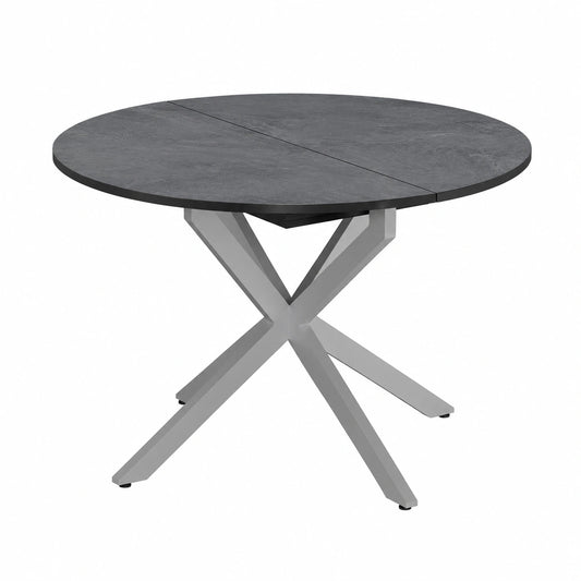 Tavolo da Pranzo Allungabile Vicco Loyd in Antracite e Grigio, 120-160 x 120 cm