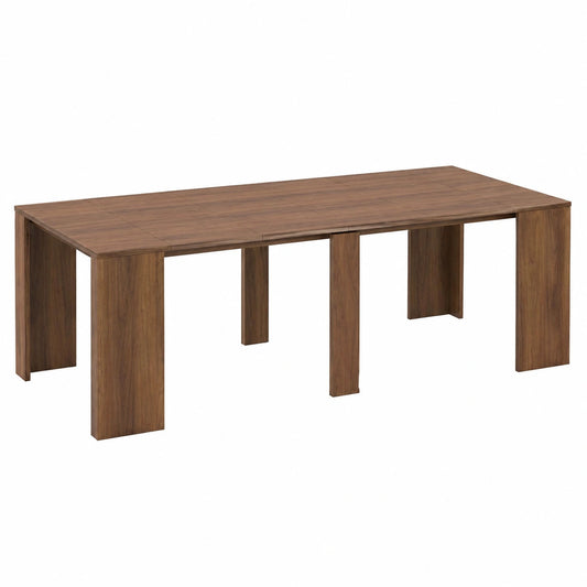 Tavolo Consolle Estensibile 3 Metri, 12 Posti, MDF, Guide in Alluminio, Noce