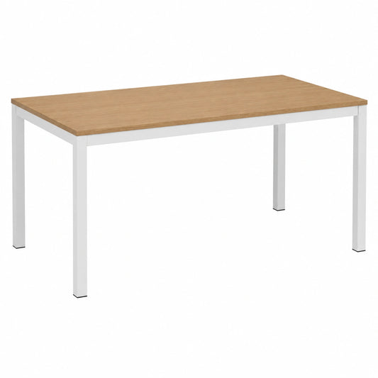 Tavolo da Pranzo Allungabile Moderno con Struttura Bianca e Piano in Rovere Naturale