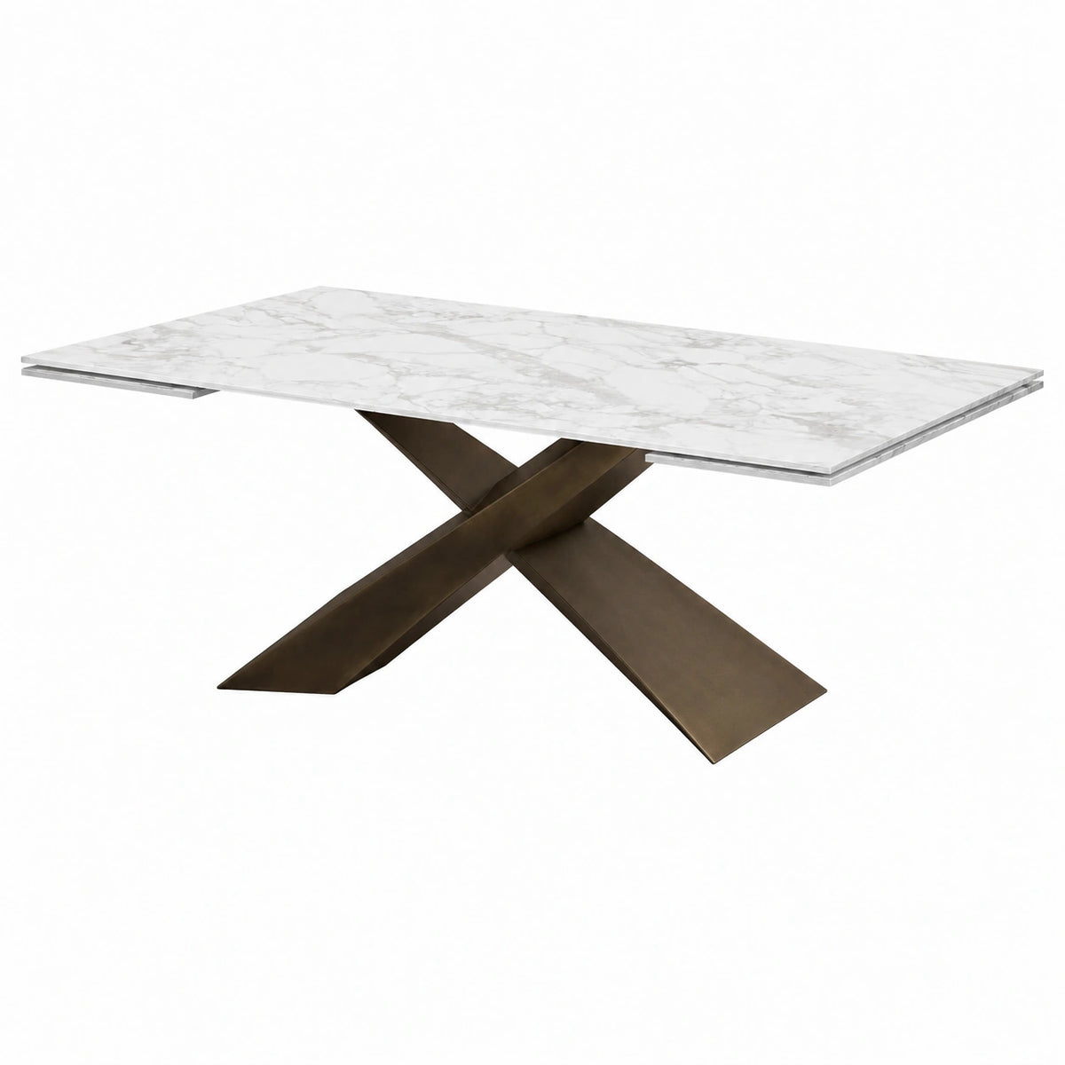 Tavolo Allungabile Cesare in Ceramica Arabesco e Metallo Bronzo 180x90 cm
