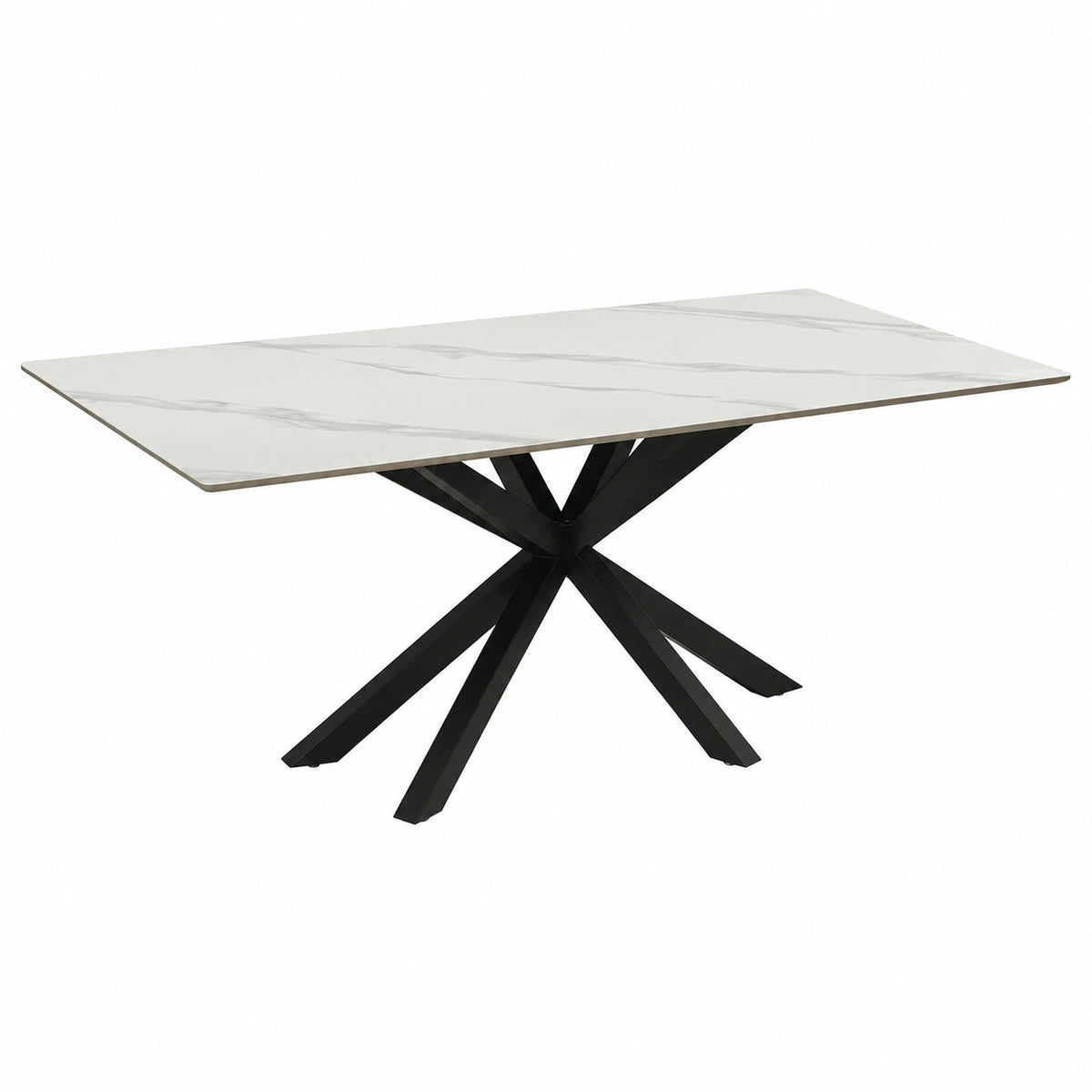 Tavolo da Pranzo in Gres Porcellanato 150x90cm con Gambe in Ferro Nero