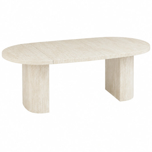 Cribel Tavolo da Pranzo Rotondo Allungabile in Legno Effetto Travertino 120-240 cm