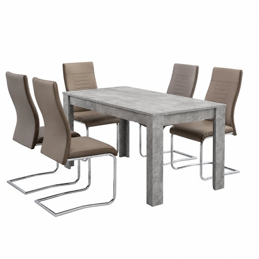 Tavolo da Pranzo Moderno in Grigio Cemento con Fascia Reversibile