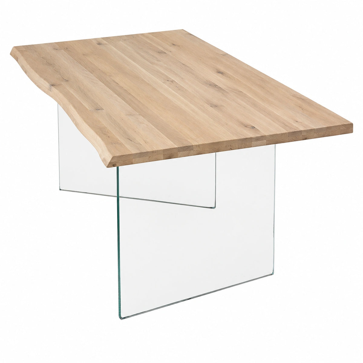 Tavolo da Pranzo Moderno 160x90 cm in Vetro e Legno Naturale
