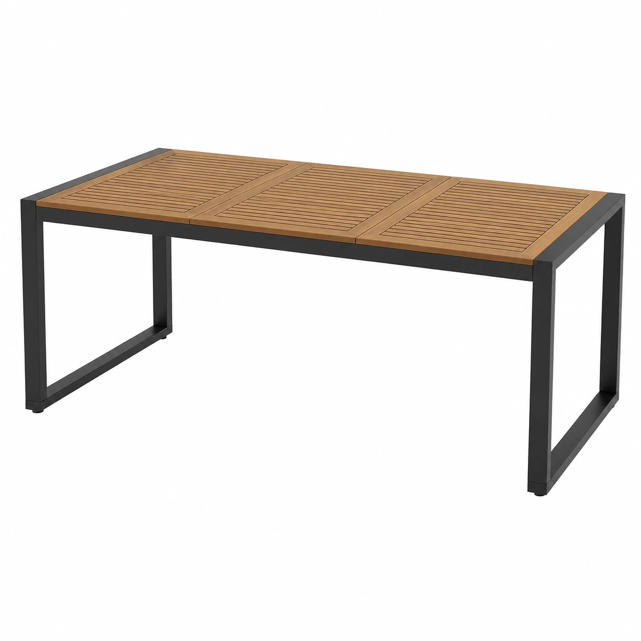 Tavolo da Giardino in Legno di Acacia e Metallo, Foro Ombrellone, 8 Posti, 200x90x75 cm