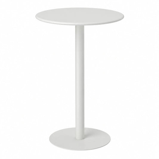 Tavolo Rotondo per 2 Persone, Design Moderno in Acciaio per Interni ed Esterni, Bianco, Ø60x72 cm