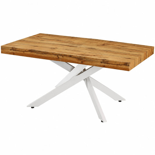 Tavolo Allungabile Anson in Legno con Gambe a Croce Bianche, 160-240x90x75 cm