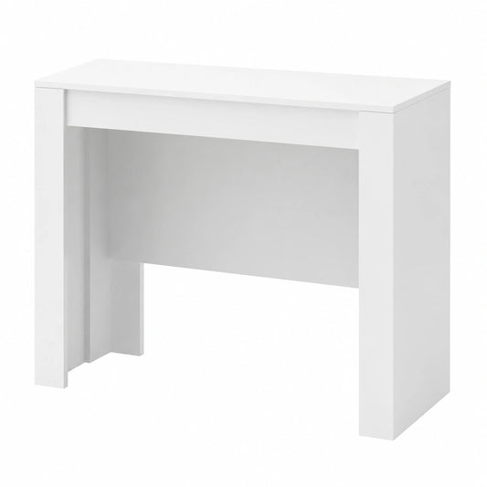 Bricozone Tavolo Consolle Clarissa Plus Allungabile 3 Metri, 14 Posti, Salvaspazio, Design Moderno, Bianco Lucido