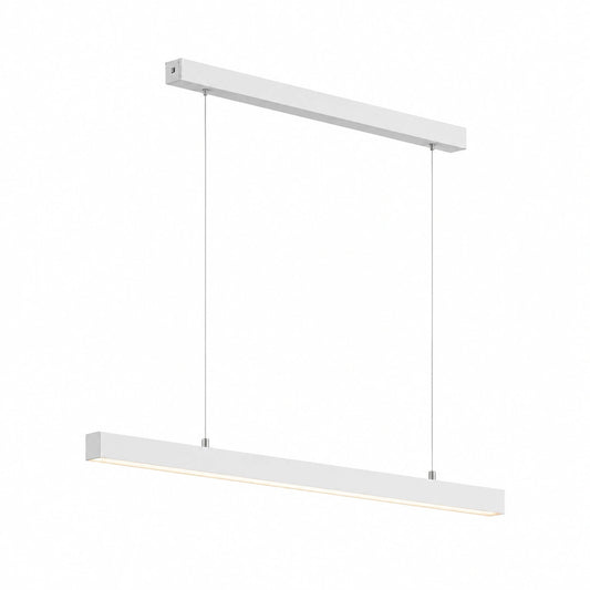 Lampadario LED Lineare Dimmerabile in Acrilico con Telecomando, 60W, L150cm, Bianco, per Sala da Pranzo e Ufficio